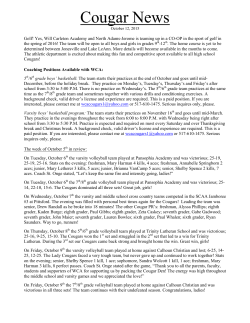 Cougar News - Will Carleton Academy