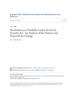 Alcoholism as a Disability Under the Social Security Act