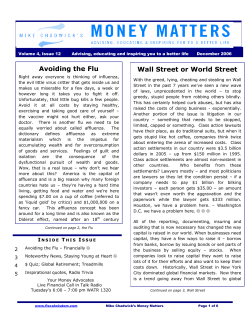 Avoiding the Flu Wall Street or World Street