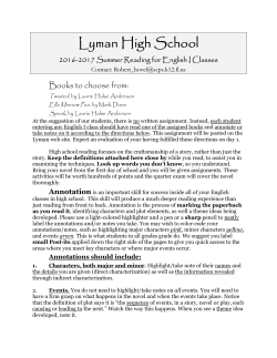 English 1 Standard - Lyman High School