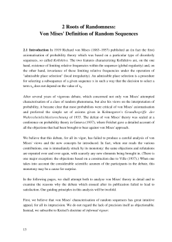 2 Roots of Randomness: Von Mises` Definition of Random Sequences