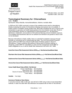 Toxicological Summary for Chloroethane