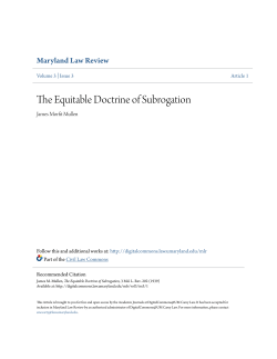 The Equitable Doctrine of Subrogation