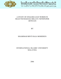 a study of english loan words in selected bahasa - Library