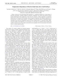 Temperature Dependence of Electric Field Noise above Gold Surfaces