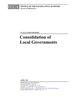 Consolidation of Local Governments - Office of the Legislative Auditor