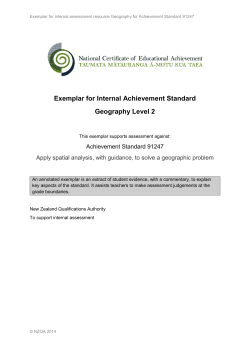 Exemplar for Internal Achievement Standard Geography Level 2
