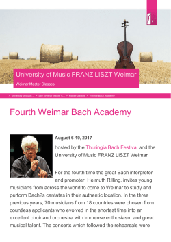 Fourth Weimar Bach Academy