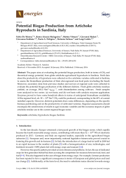 Potential Biogas Production from Artichoke Byproducts in Sardinia