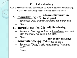 5. roguishly (pg. 22) 6. incredulous (pg. 24) 7. nonchalantly (pg. 25)