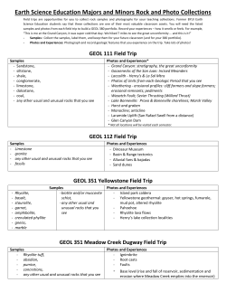 Earth Science Education Majors and Minors Rock and Photo