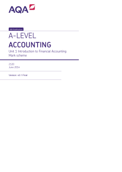 A-level Accounting Mark scheme Unit 01 - Introduction to