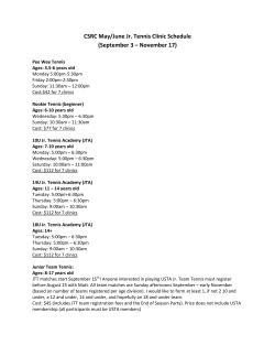 CSRC May/June Jr. Tennis Clinic Schedule (September 3