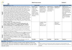 Grade: 6 1#2 Class focus Mon &rarr; Thur