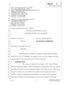 Castillo v. Alameida - Settlement Agreement