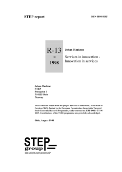 Services in innovation - Innovation in services