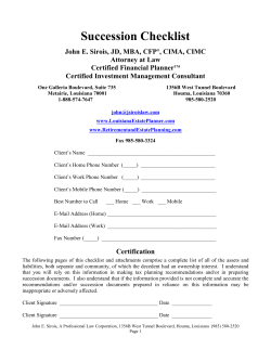 Succession Checklist - John E. Sirois | Attorney at Law