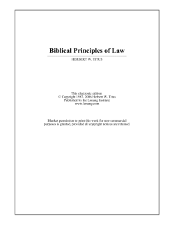 Biblical Principles of Law