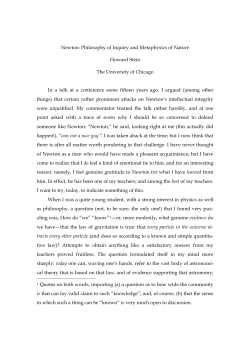 Newton: Philosophy of Inquiry and Metaphysics of Nature Howard