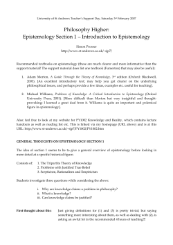 Epistemology handout - University of St Andrews