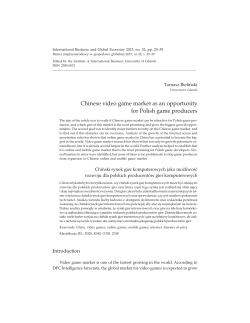 Chinese video game market as an opportunity for Polish game