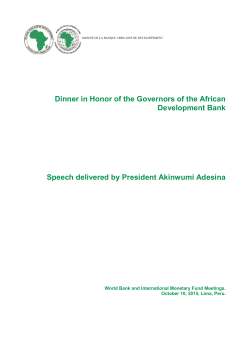 Dinner in Honor of the Governors of the African Development Bank