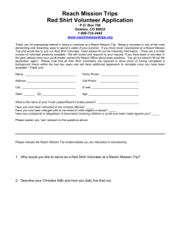 Reach Mission Trips Red Shirt Volunteer Application