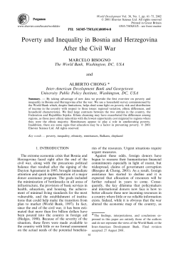 Poverty and Inequality in Bosnia and Herzegovina After the Civil War