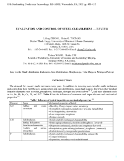 evaluation and control of steel cleanliness review