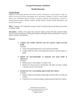 Georgia Performance Standards Health Education