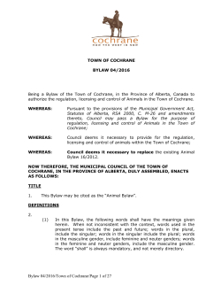 Animal Bylaw - Town of Cochrane