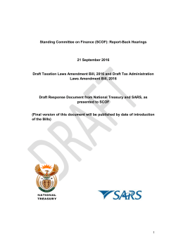 Standing Committee on Finance (SCOF): Report