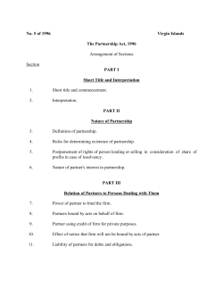 No. 5 of 1996 Virgin Islands The Partnership Act, 1996 Arrangement
