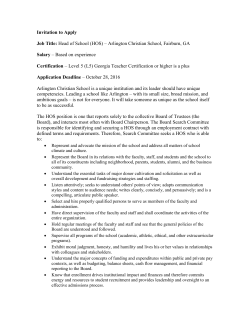 Invitation to Apply Job Title: Head of School (HOS) &ndash; Arlington