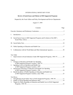 Review of the IMF`s Approach to Social Issues and Policies
