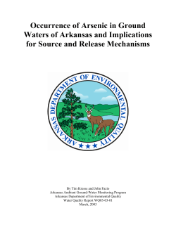 Occurrence of Arsenic in Ground Waters of Arkansas and
