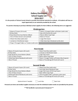 DeBary Elementary School Supply List 2016-2017