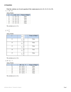Find the solution set of each equation if the replacement set is {11