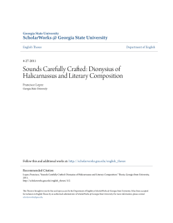 Sounds Carefully Crafted: Dionysius of Halicarnassus and Literary