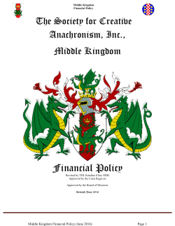 Financial Policy - Society for Creative Anachronism, Inc.