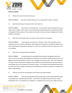 KRISTIN O`BRIEN Q: Please tell me your name and what you do