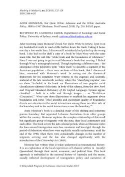 ANNE MONSOUR, Not Quite White: Lebanese and the White