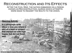 Reconstruction and Its Effects