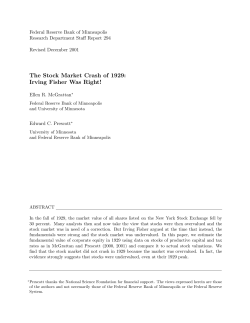 The Stock Market Crash of 1929: Irving Fisher Was Right