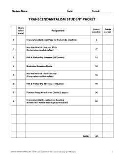 TRANSCENDANTALISM STUDENT PACKET