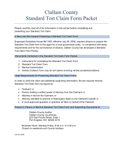 Clallam County Standard Tort Claim Form Packet