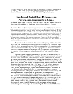 Gender and Racial/Ethnic Differences on Performance Assessments