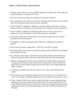 Chapter 5 &ndash; Work and Energy &ndash; Review
