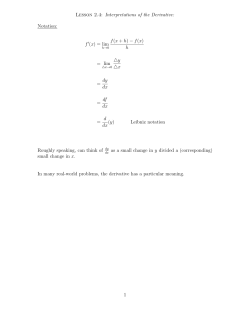 Lesson 2.4: Interpretations of the Derivative