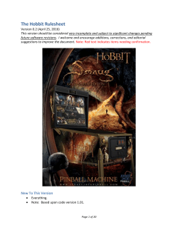 The Hobbit Rulesheet